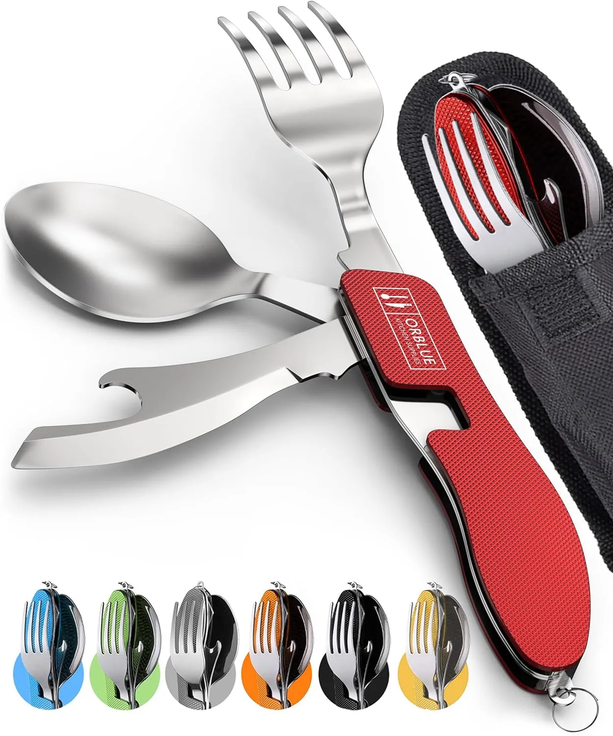 Orblue 4-in-1 Camping Utensils – Compact, Durable, Travel-Ready