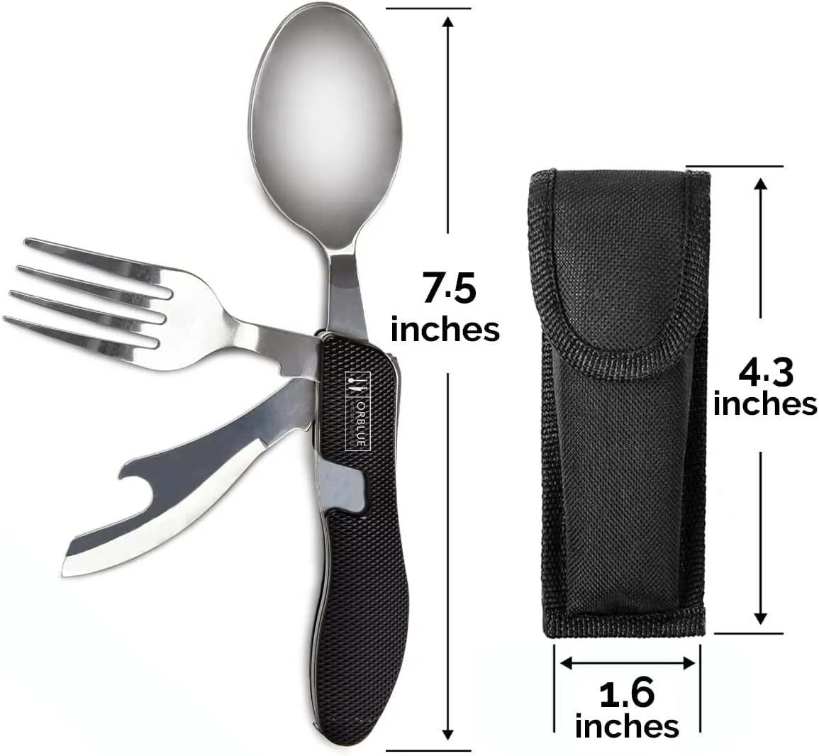 Orblue 4-in-1 Camping Utensils – Compact, Durable, Travel-Ready