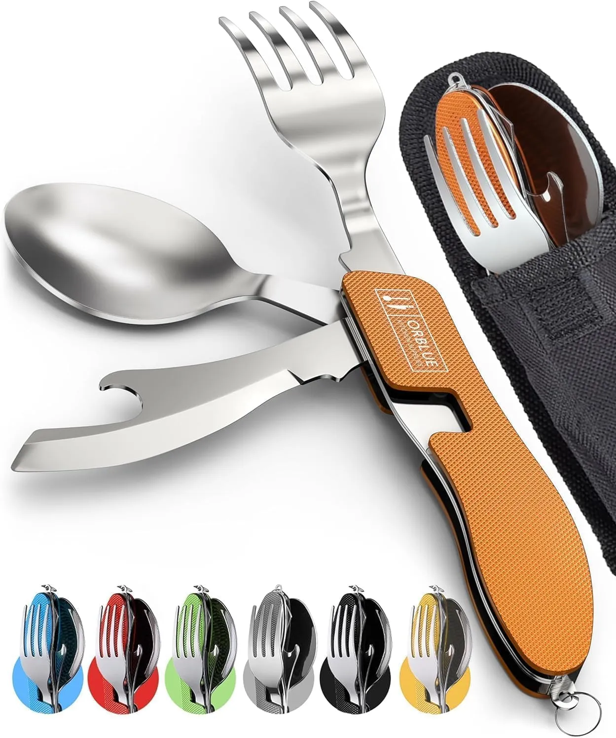 Orblue 4-in-1 Camping Utensils – Compact, Durable, Travel-Ready