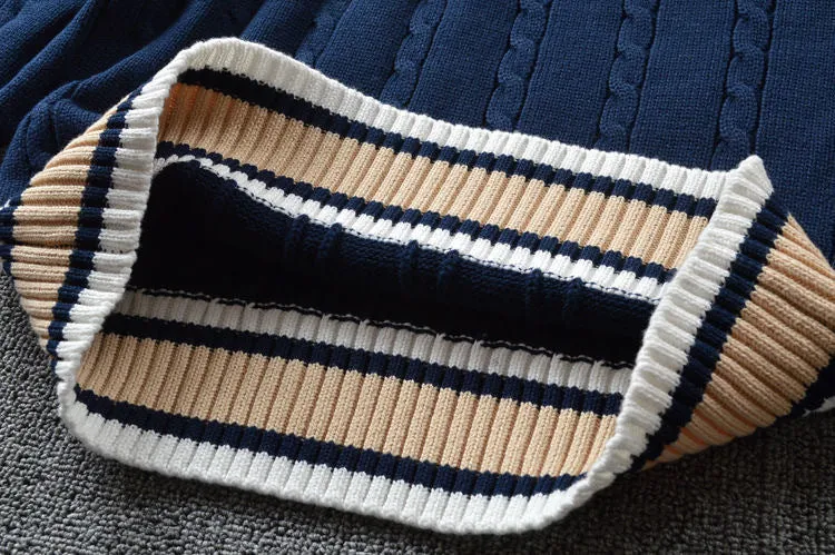 Preppy Striped Sweater, Trimmed