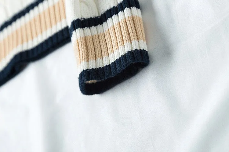 Preppy Striped Sweater, Trimmed