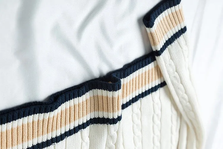 Preppy Striped Sweater, Trimmed