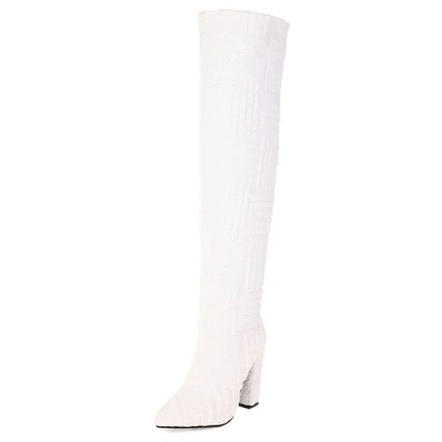 Women - High Boots - Textured Pattern - Stylish Footwear