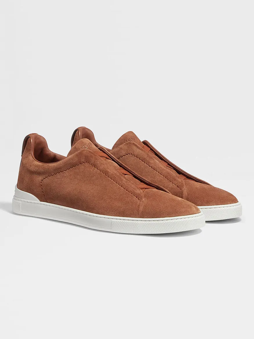 Zegna Tobacco Suede Triple Stitch™ Sneakers